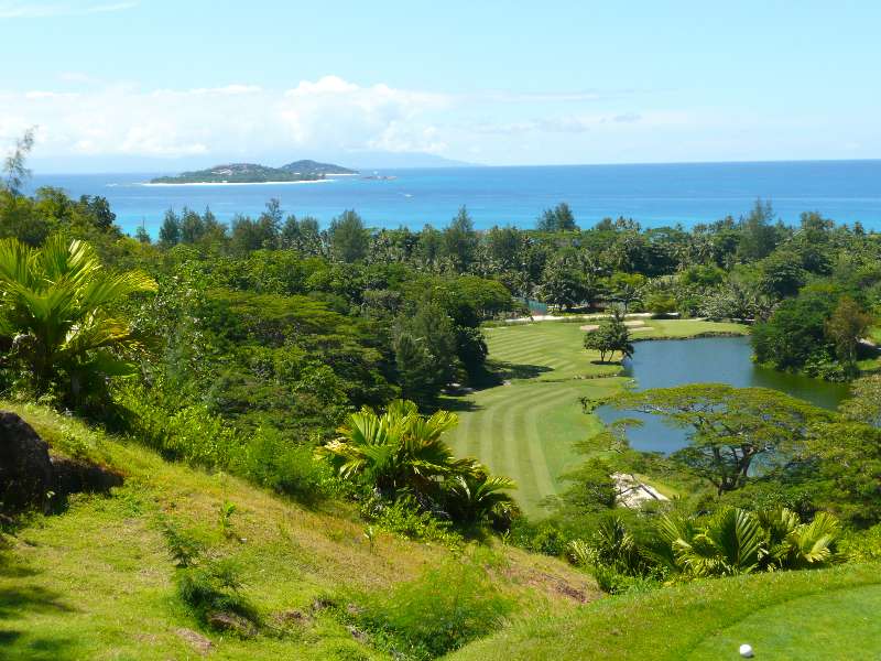 Lemura Golf (Seychellen) Loch 18 Lemura Golfcourse Seychellen Insel Praslin Loch 18